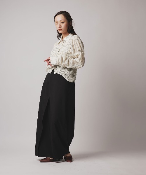 W:Huku（フーク）の「コットン ガーゼ シャーリング シャツ ブラウス / Cotton Gauze Shirring Shirt Blouse（シャツ/ブラウス・レディース・ブラウン/ダークネイビー/アイボリー/ホワイト・FREE）」の21枚目の写真