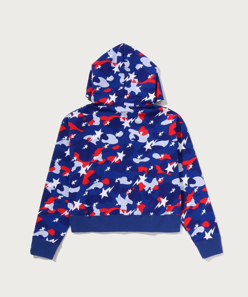 A BATHING APE（アベイシングエイプ）の「STA STRIKE CAMO LOGO CROPPED FULL ZIP HOODIE（パーカー・レディース・ブルー/ホワイト・SMALL/MEDIUM）」の4枚目の写真