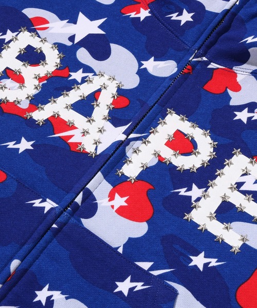 A BATHING APE（アベイシングエイプ）の「STA STRIKE CAMO LOGO CROPPED FULL ZIP HOODIE（パーカー・レディース・ブルー/ホワイト・SMALL/MEDIUM）」の6枚目の写真