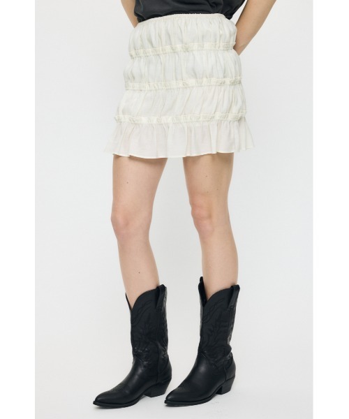 MOUSSY(マウジー)の「SHIRRING ミニスカート(スカート・レディース・アイボリー/ブラック・FREE)」の7枚目の写真