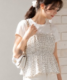 《ドット・レイヤード》Tシャツ&キャミセット /フェミニン×カジュアル/春夏/全2色