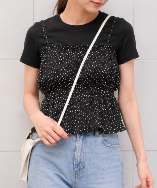 GORGE(ゴージ)の「《ドット・レイヤード》Tシャツ&キャミセット /フェミニン×カジュアル/春夏/全2色(Tシャツ/カットソー・レディース・ホワイト/ブラック・F)」の2枚目の写真