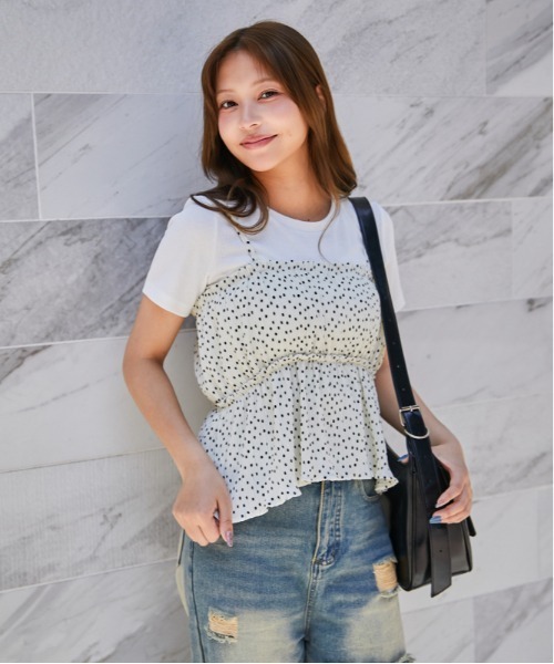 GORGE(ゴージ)の「《ドット・レイヤード》Tシャツ&キャミセット /フェミニン×カジュアル/春夏/全2色(Tシャツ/カットソー・レディース・ホワイト/ブラック・F)」の5枚目の写真