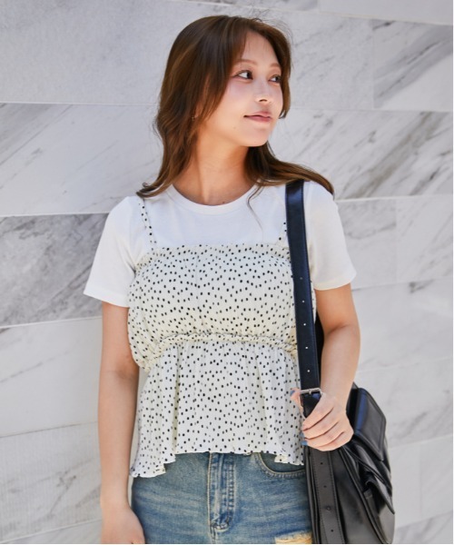 GORGE(ゴージ)の「《ドット・レイヤード》Tシャツ&キャミセット /フェミニン×カジュアル/春夏/全2色(Tシャツ/カットソー・レディース・ホワイト/ブラック・F)」の6枚目の写真