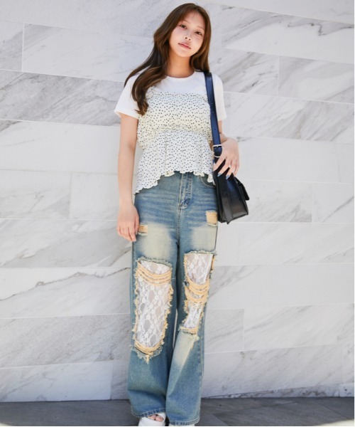 GORGE(ゴージ)の「《ドット・レイヤード》Tシャツ&キャミセット /フェミニン×カジュアル/春夏/全2色(Tシャツ/カットソー・レディース・ホワイト/ブラック・F)」の8枚目の写真