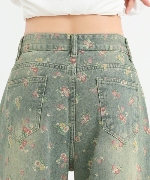 center i（センターアイ）の「フラワープリントデニムワイドパンツ（デニムパンツ・レディース・ブルー・S/M/L）」の11枚目の写真