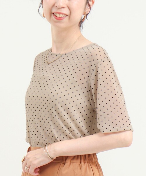 MICO COULIER(ミコクリエ)の「ラメフロッキードットカットソー(Tシャツ/カットソー・レディース・ベージュ/ブラウン/ブラック・38)」の9枚目の写真
