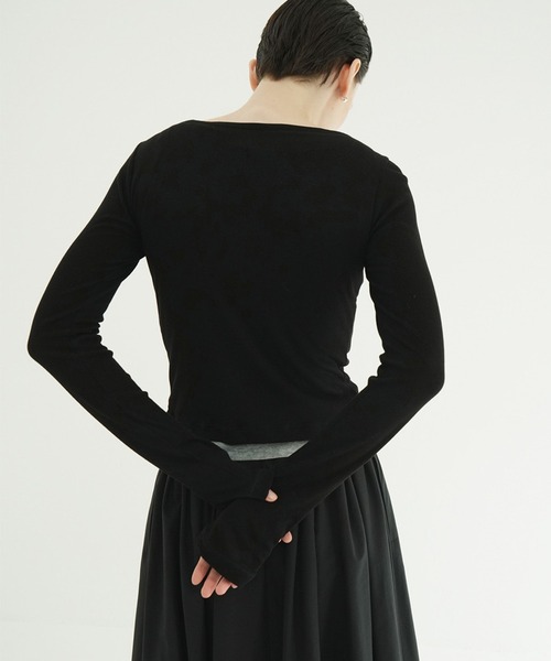 CLANE(クラネ)の「CURVED NECK LAYERED SET TOPS(Tシャツ/カットソー・レディース・ホワイト/ピンク/ブラック・2/1)」の8枚目の写真
