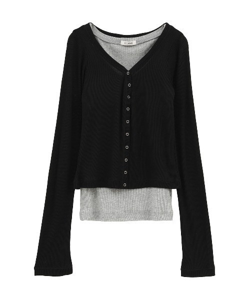 CLANE(クラネ)の「CURVED NECK LAYERED SET TOPS(Tシャツ/カットソー・レディース・ホワイト/ピンク/ブラック・2/1)」の22枚目の写真