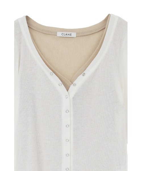 CLANE(クラネ)の「CURVED NECK LAYERED SET TOPS(Tシャツ/カットソー・レディース・ホワイト/ピンク/ブラック・2/1)」の17枚目の写真