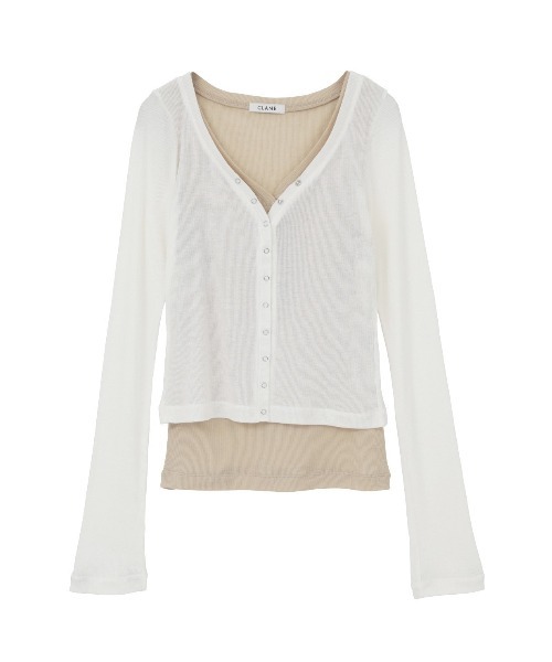 CLANE(クラネ)の「CURVED NECK LAYERED SET TOPS(Tシャツ/カットソー・レディース・ホワイト/ピンク/ブラック・2/1)」の15枚目の写真