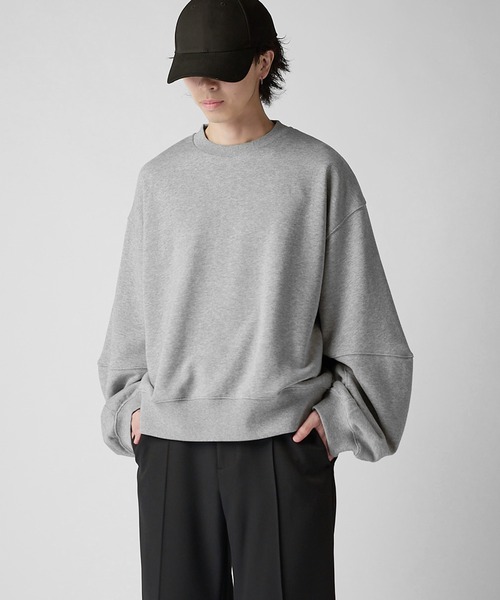 Lui's(ルイス)の「【Neucon】VOLUME SLEEVE SHORT SWEAT / ボリュームスリーブショートスウェットプルオーバー / セットアップ対応(スウェット・メンズ・ブラック/チャコールグレー/杢グレー・2/1)」の16枚目の写真