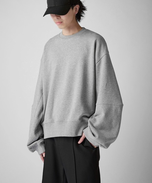 Lui's(ルイス)の「【Neucon】VOLUME SLEEVE SHORT SWEAT / ボリュームスリーブショートスウェットプルオーバー / セットアップ対応(スウェット・メンズ・ブラック/チャコールグレー/杢グレー・2/1)」の17枚目の写真