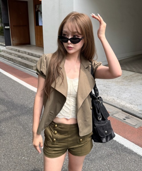RAY CASSIN(レイカズン)の「【7/10(金)・11日(土)限定5%OFF】ナポレオンパフスリーブシャツ / ブラウス(シャツ/ブラウス・レディース・ブラック/ベージュ/カーキ・FREE)」の9枚目の写真