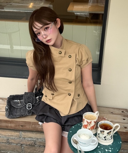 RAY CASSIN(レイカズン)の「【7/10(金)・11日(土)限定5%OFF】ナポレオンパフスリーブシャツ / ブラウス(シャツ/ブラウス・レディース・ブラック/ベージュ/カーキ・FREE)」の15枚目の写真