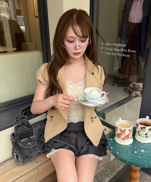 RAY CASSIN(レイカズン)の「【7/10(金)・11日(土)限定5%OFF】ナポレオンパフスリーブシャツ / ブラウス(シャツ/ブラウス・レディース・ブラック/ベージュ/カーキ・FREE)」の17枚目の写真