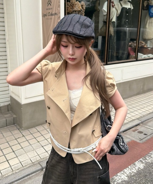 RAY CASSIN(レイカズン)の「【7/10(金)・11日(土)限定5%OFF】ナポレオンパフスリーブシャツ / ブラウス(シャツ/ブラウス・レディース・ブラック/ベージュ/カーキ・FREE)」の18枚目の写真
