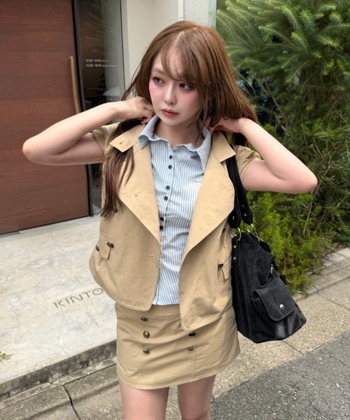 RAY CASSIN（レイカズン）の「ナポレオンパフスリーブシャツ / ブラウス（シャツ/ブラウス・レディース・ブラック/ベージュ/カーキ/ブラウン系その他2/ネイビー・FREE）」の22枚目の写真