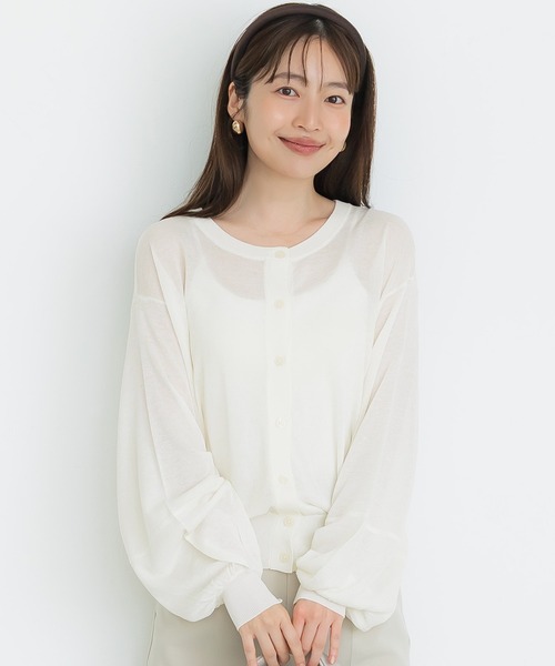 coca(coca)(コカ)の「シアーボリュームスリーブカーディガン(カーディガン/ボレロ・レディース・ブラック/アイボリー・S/L/M)」の2枚目の写真