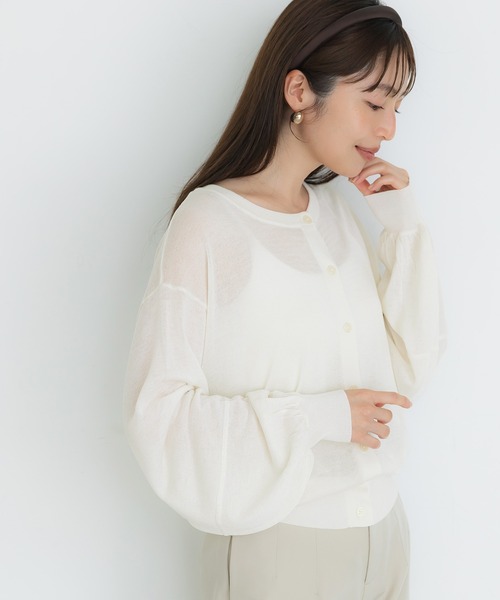 coca(coca)(コカ)の「シアーボリュームスリーブカーディガン(カーディガン/ボレロ・レディース・ブラック/アイボリー・S/L/M)」の5枚目の写真