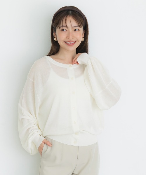 coca(coca)(コカ)の「シアーボリュームスリーブカーディガン(カーディガン/ボレロ・レディース・ブラック/アイボリー・S/L/M)」の8枚目の写真