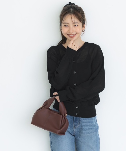 coca(coca)(コカ)の「シアーボリュームスリーブカーディガン(カーディガン/ボレロ・レディース・ブラック/アイボリー・S/L/M)」の14枚目の写真
