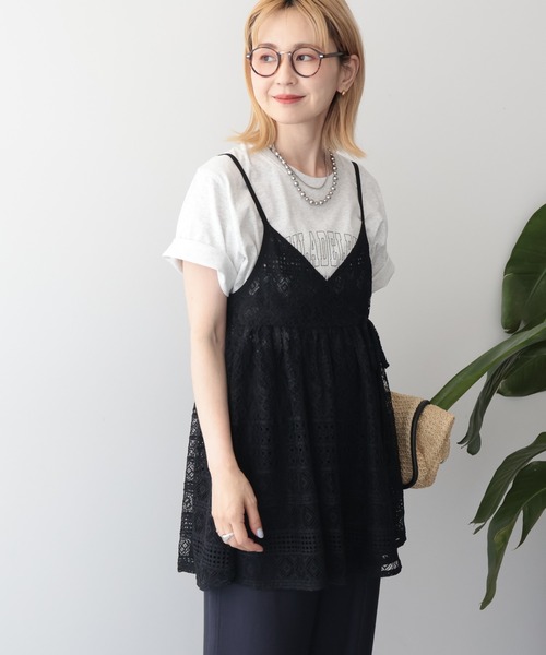 AMERICAN HOLIC(アメリカンホリック)の「【WEB限定】前後2WAYレースキャミソールチュニック(ベスト・レディース・ブラック/アイボリー・FREE)」の11枚目の写真