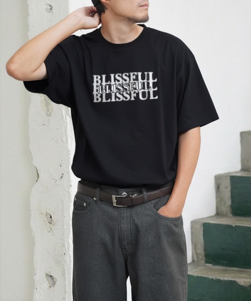 NILWAY（ニルウェイ）の「シルバー箔 シャドウプリント　ショートスリーブTシャツ（Tシャツ/カットソー・メンズ・ブラック/イエロー/ブラック系/ネイビー系/ホワイト/レッド・LARGE/MEDIUM/X-LARGE）」の2枚目の写真