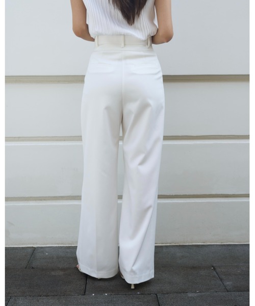BIRTHDAY BASH（バースデイバッシュ）の「BELTED TUCK PANTS（ベルテッドタックパンツ）（スラックス・レディース・ホワイト/ブルー・S/M）」の12枚目の写真