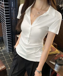 ポロカラー半袖カットソー