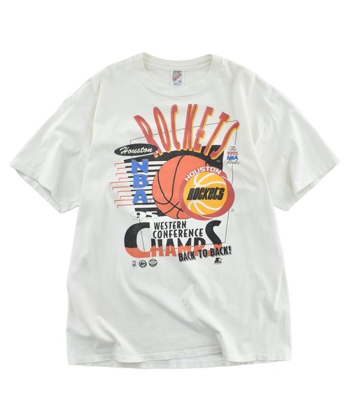 NBA/NFL/NHL/MLB(エヌビーエーエヌエフエルエヌエイチエルエムエルビー)の「【USED】90’s JERZEES “NBA HOUSTON ROCKETS 1995 CHAMPS” バスケ Tシャツ USA製(Tシャツ/カットソー・メンズ・ホワイト・X-LARGE)」の1枚目の写真