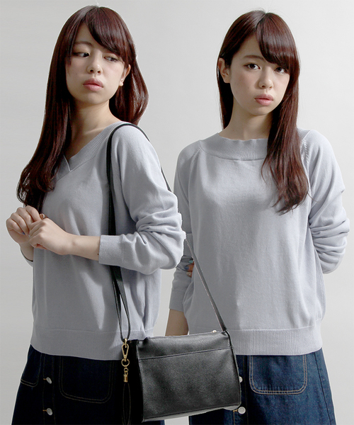 WEGO（ウィゴー）の「WEGO/Vネック2WAYニット（ニット/セーター・レディース・レッド/ピンク/ホワイト/サックスブルー/ライトベージュ・FREE）」の4枚目の写真