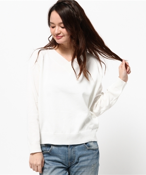 WEGO（ウィゴー）の「WEGO/Vネック2WAYニット（ニット/セーター・レディース・レッド/ピンク/ホワイト/サックスブルー/ライトベージュ・FREE）」の16枚目の写真