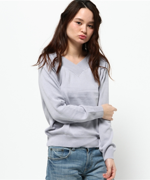 WEGO（ウィゴー）の「WEGO/Vネック2WAYニット（ニット/セーター・レディース・レッド/ピンク/ホワイト/サックスブルー/ライトベージュ・FREE）」の18枚目の写真