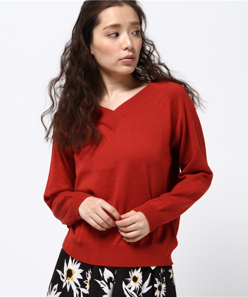 WEGO（ウィゴー）の「WEGO/Vネック2WAYニット（ニット/セーター・レディース・レッド/ピンク/ホワイト/サックスブルー/ライトベージュ・FREE）」の12枚目の写真