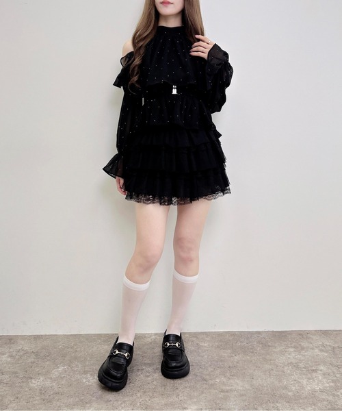 INGNI(イング)の「ベルト付きラインストーンシアー肩あきブラウス(シャツ/ブラウス・レディース・オフホワイト/ブラウン/ブラック・M)」の15枚目の写真