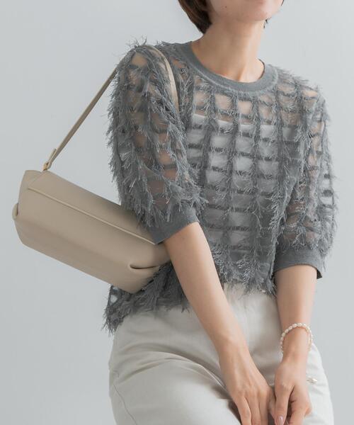 URBAN RESEARCH ROSSO WOMEN(アーバンリサーチ ロッソ)の「Torrazzo Donna SHEER SHAGGY TOP(ニット/セーター・レディース・アイボリー/ブラック/グレー・FREE)」の12枚目の写真
