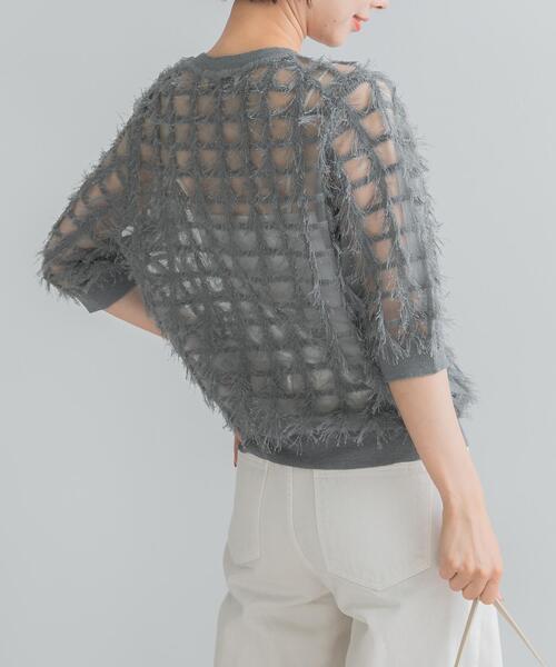 URBAN RESEARCH ROSSO WOMEN(アーバンリサーチ ロッソ)の「Torrazzo Donna SHEER SHAGGY TOP(ニット/セーター・レディース・アイボリー/ブラック/グレー・FREE)」の14枚目の写真