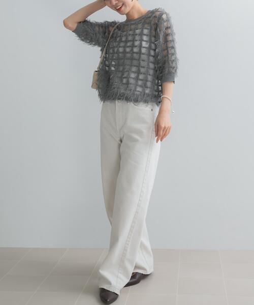 URBAN RESEARCH ROSSO WOMEN(アーバンリサーチ ロッソ)の「Torrazzo Donna SHEER SHAGGY TOP(ニット/セーター・レディース・アイボリー/ブラック/グレー・FREE)」の16枚目の写真