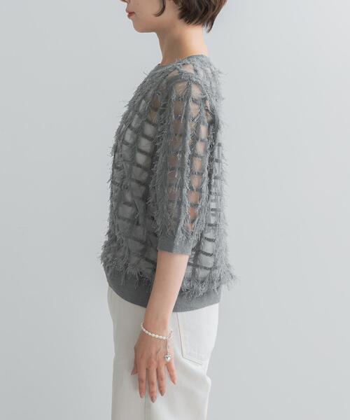 URBAN RESEARCH ROSSO WOMEN(アーバンリサーチ ロッソ)の「Torrazzo Donna SHEER SHAGGY TOP(ニット/セーター・レディース・アイボリー/ブラック/グレー・FREE)」の18枚目の写真