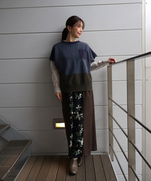 etre relie(エトレリー)の「ジオメフラワー柄レイヤード風パンツ(その他パンツ・レディース・グリーン系その他/ブルー系その他3・MEDIUM)」の7枚目の写真