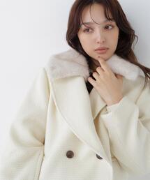 NATURAL BEAUTY BASIC | ファーカラーハーフPコート(ピーコート)