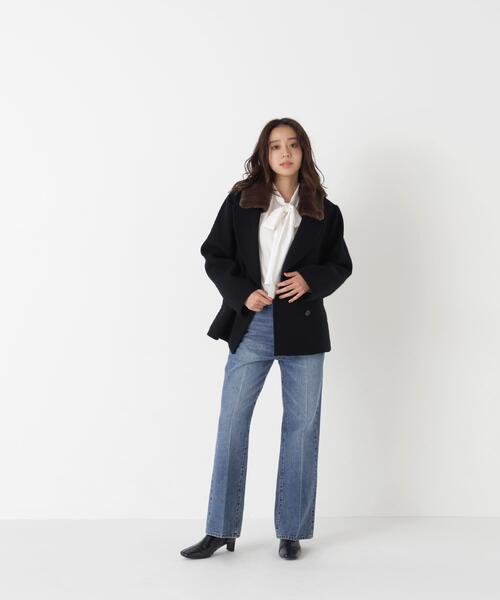 NATURAL BEAUTY BASIC（ナチュラルビューティーベーシック）の「ファーカラーハーフＰコート（ピーコート・レディース・オフホワイト/ブラック/ブラウン・MEDIUM/SMALL）」の7枚目の写真