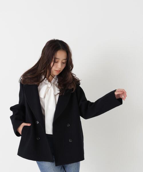 NATURAL BEAUTY BASIC（ナチュラルビューティーベーシック）の「ファーカラーハーフＰコート（ピーコート・レディース・オフホワイト/ブラック/ブラウン・MEDIUM/SMALL）」の8枚目の写真
