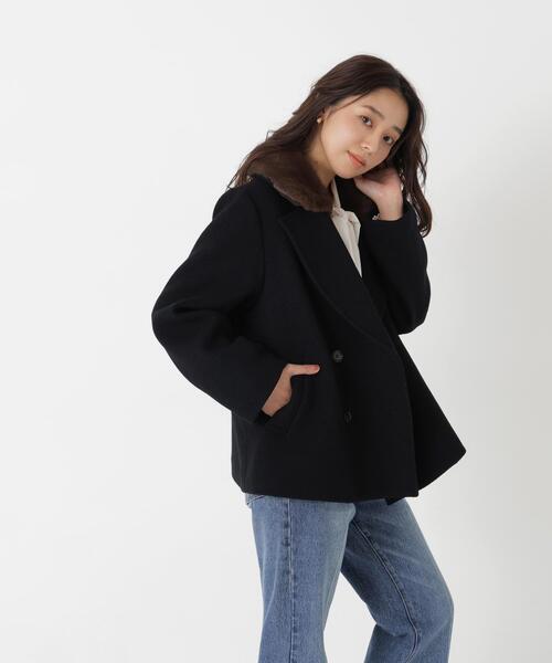 NATURAL BEAUTY BASIC（ナチュラルビューティーベーシック）の「ファーカラーハーフＰコート（ピーコート・レディース・オフホワイト/ブラック/ブラウン・MEDIUM/SMALL）」の10枚目の写真