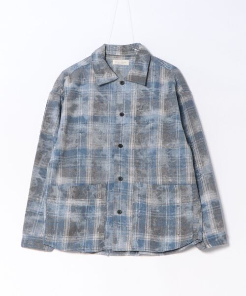 many men many mind（メニーメンメニーマインド）の「MANYMENMANYMINDS / ダメージチェックネル/ロングスリーブシャツ（シャツ/ブラウス・メンズ・ベージュ/ブルー/ブラック・LARGE）」の3枚目の写真