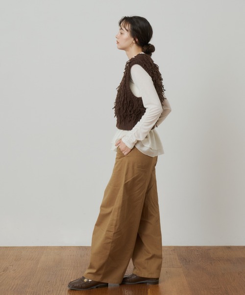 OLUN(オルン)の「fringe knit vest/フリンジニットベスト(ベスト・レディース・ベージュ/ダークブラウン・FREE)」の17枚目の写真