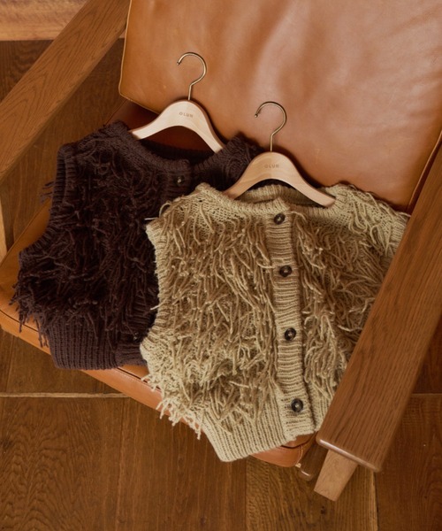 OLUN(オルン)の「fringe knit vest/フリンジニットベスト(ベスト・レディース・ベージュ/ダークブラウン・FREE)」の4枚目の写真