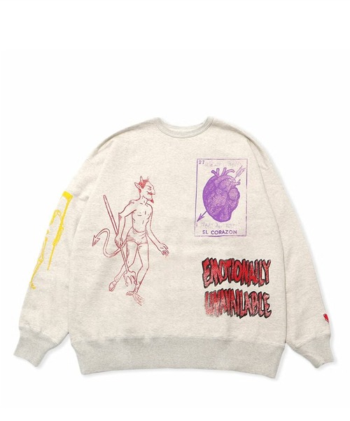 EMOTIONALLY UNAVAILABLE（エモーショナリー アンアベイラブル）の「EMOTIONALLY UNAVAILABLE EU PLAYING CARD CREW（スウェット・メンズ・ブラック/アイボリー・M）」の4枚目の写真