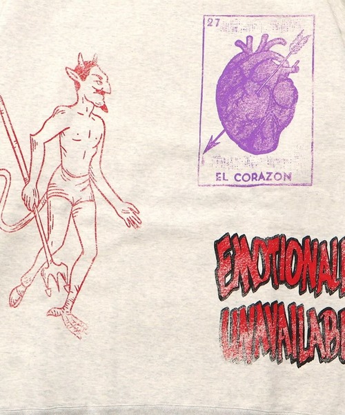 EMOTIONALLY UNAVAILABLE（エモーショナリー アンアベイラブル）の「EMOTIONALLY UNAVAILABLE EU PLAYING CARD CREW（スウェット・メンズ・ブラック/アイボリー・M）」の6枚目の写真